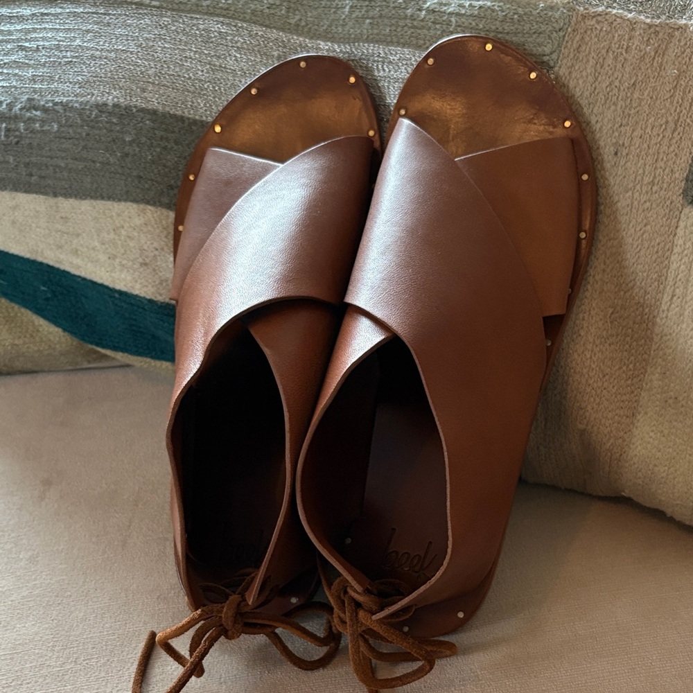beek Loon Brown Leather Women's Sandals